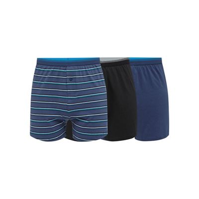 Big and tall pack of three aqua button boxers